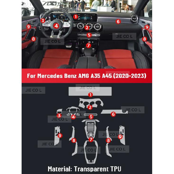 Anti-scratch Car Interior Center Console Media Dashboard Navigation TPU Protector Film For Mercedes benz AMG A35 A45 -