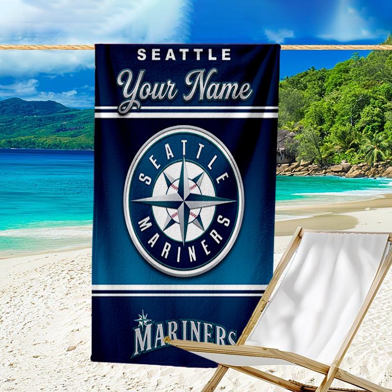 Custom Name Beach Towel Seattle Logo Beach Towel, Soft Microfiber, Gift for Her/Him, Birthday, for Pool, Beach, Travel, Fan gifts