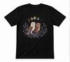 Moon Phases Owl Graphic Tee Celestial Witchy Aesthetic Black T-shirt