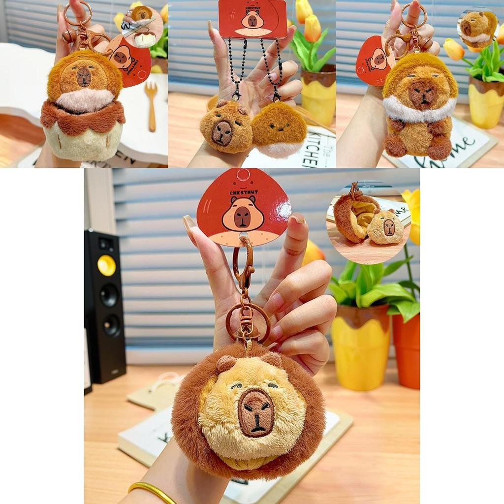 Cozy Capybara Chestnut Plush Keychain Whimsical Design For Unique Keyring Love