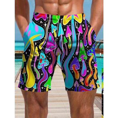 3D Digital Printing, 3D Digital Printing | Men's Beach Shorts with Drawstring Waist, Easy To Care for Casual Cricket Pants