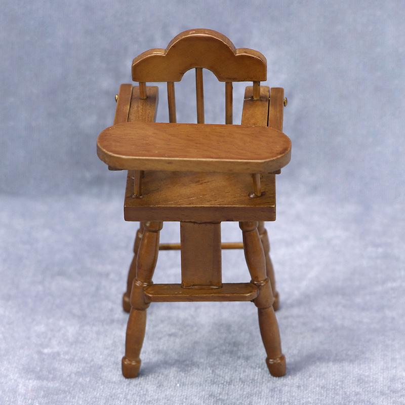 

1:12 Dollhouse Mini Furniture Restaurant Scene - Oak Chestnut Baby High Chair