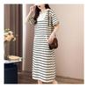 Navava Women No780 Stripe Zip Collar Short Sleeve Dress