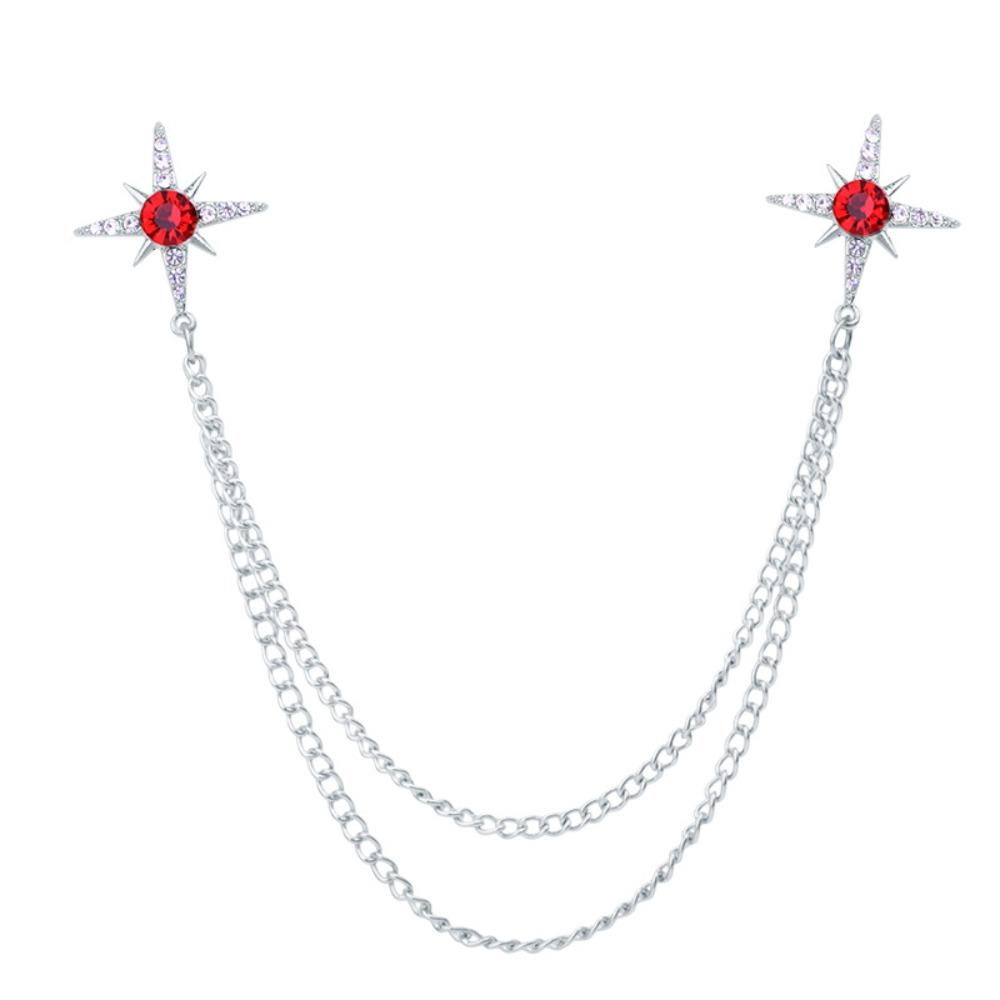 Metal Star Collar Brooch Chain Double Layer Chain Chain Brooch Creative Gift Shirt Collar Pin