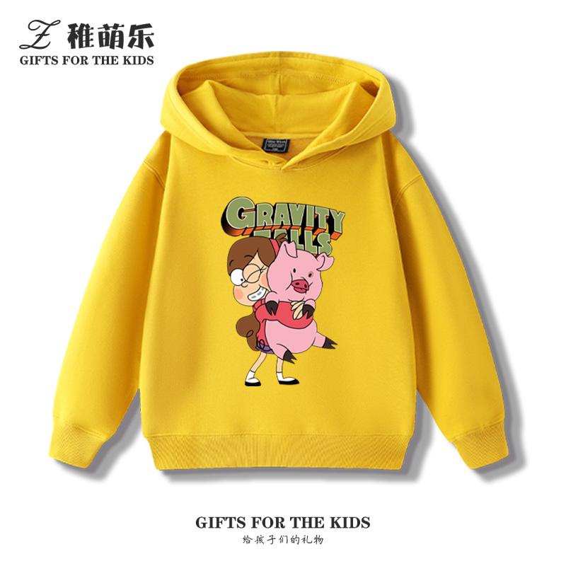 Gravity Falls Anime Fun Hooded Sweatshirt Boys Girls Children's Fall and Winter Padded Cute Casual Trend Warm Long Sleeve Top