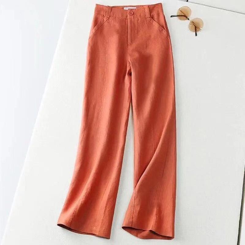 Spring Summer Fashion Women Pants Linen Long Trousers Wide Leg Plain Holiday Casual Pant Streetwear Bottoms