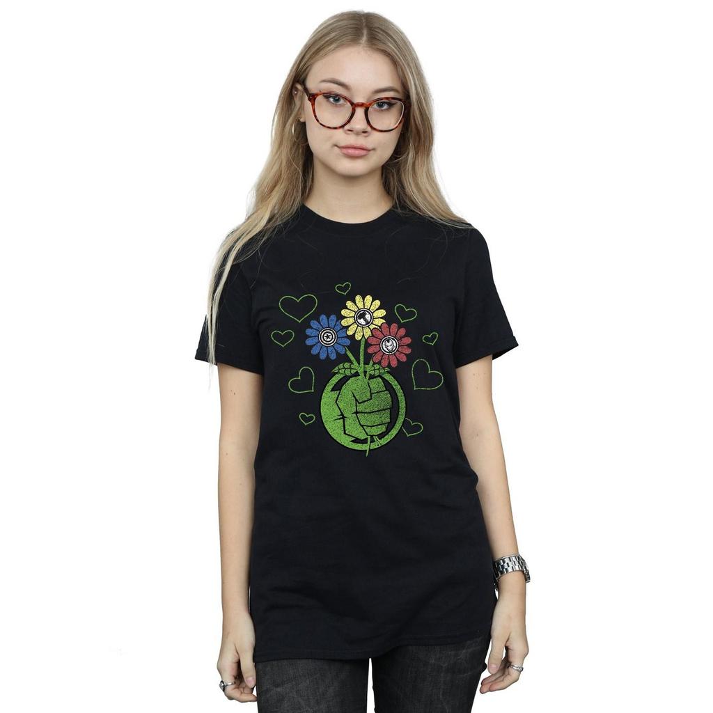 Marvel Womens/Ladies Hulk Flower Fist Cotton Boyfriend T-Shirt