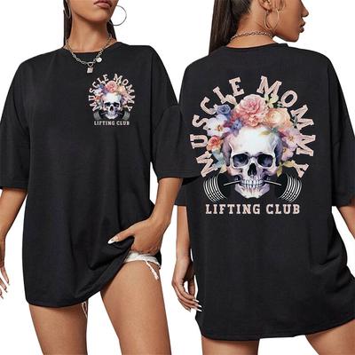 Muscle Mommy Lifting Club Estetisk T-shirt Män Kvinnor Harajuku Vintage Mode T-shirts 100% Bomull Oversized T-shirt Streetwear