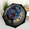 Cat Kingdom Mandala pattern umbrella, portable and foldable design, 8 ribs, a casual accessory for Halloween, Christmas, and birthday gifts.