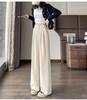 Women's Dark Grey Wide-Leg Cotton Velvet Pants - Korean Style, Autumn/Winter 2026.