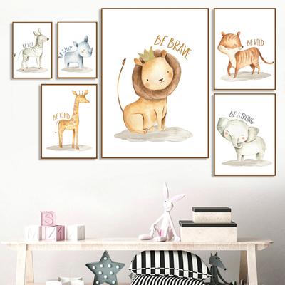 Cute Cartoon Animal Giraffe Lion Nursery Wall Art Canvas Painting Posters And Prints Wall Pictures Baby Kids Room Décor No Frame
