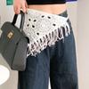 BEPAN Elegant Bohemian Turban Knitted Triangle Scarf Colorful Cummerbund Apron Wrap Scarves Shawl Hip Scarf Women