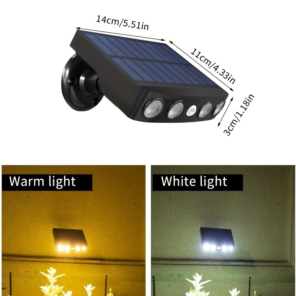 Powerful 4 LED Solar Security Lights Outdoor Decor Sensor Motion 3 Modes Street Waterproof Lamp Wall Night Work Light for Garden