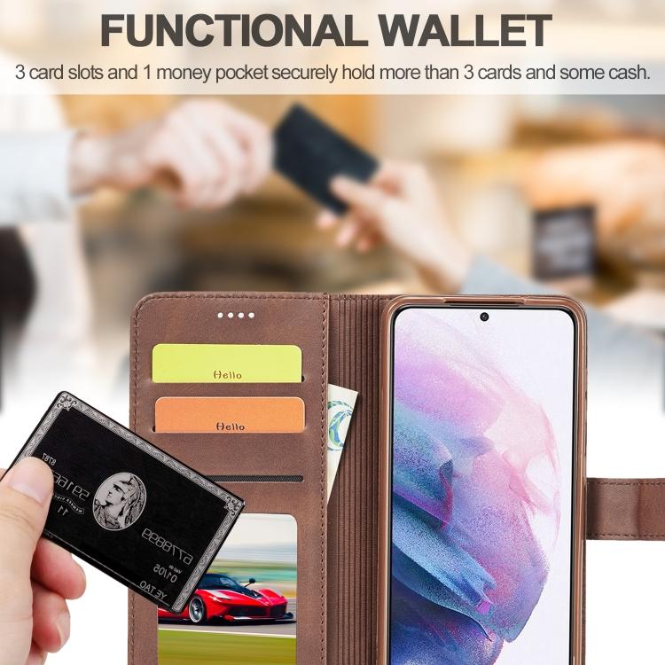 For Samsung Galaxy S21 5G LC.IMEEKE Calf Texture Horizontal Flip Leather Case with Holder & Card Slots & Wallet