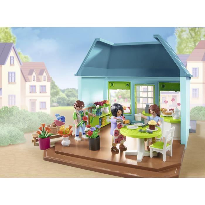 PLAYMOBIL 71807 Boutique de fleuriste et salon de thé, My Life la ville, Promo Pack, 220 pièces, Dès 4 ans
