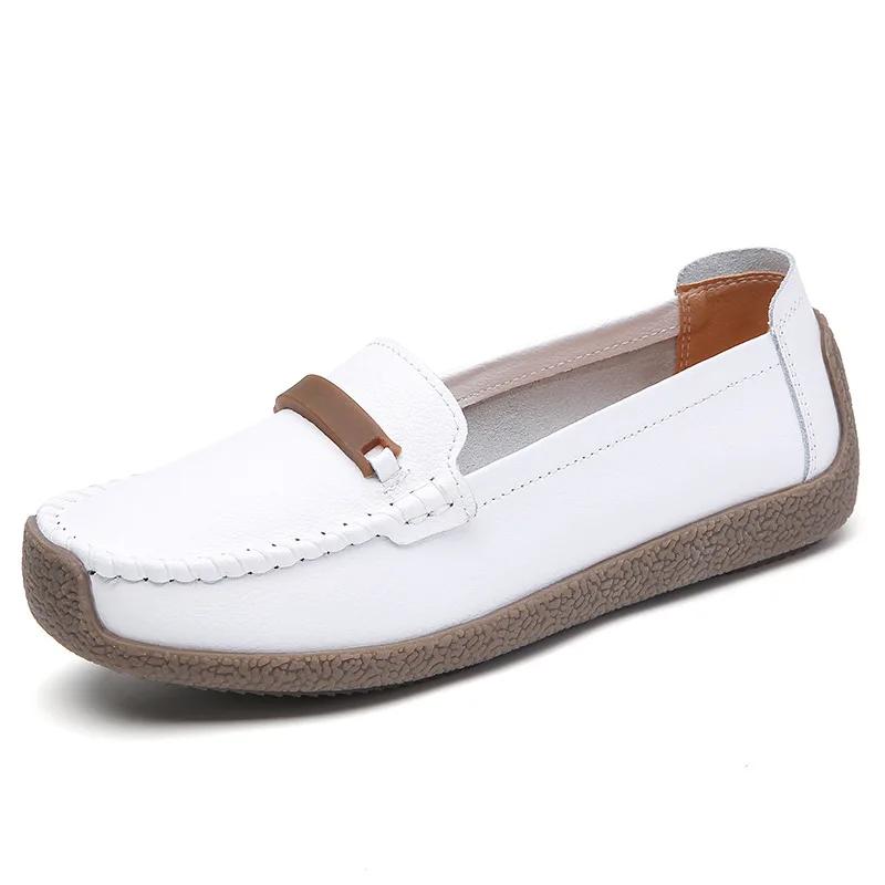 Sommer Damen Mokassins Echtes Leder Schuhe Frau Slipper Loader Damen Lässig Solide Flats Weiblich Freizeit Schuhe