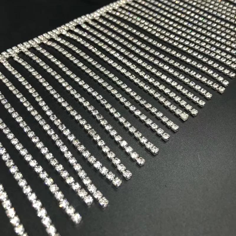 

1Yard Long Tassel Ribbon Fabric Fringe Decoration Irregular Rhinestone Chain Beaded Shoes Bag Clothing Wedding Diy Sewing Tassel 1 yard
