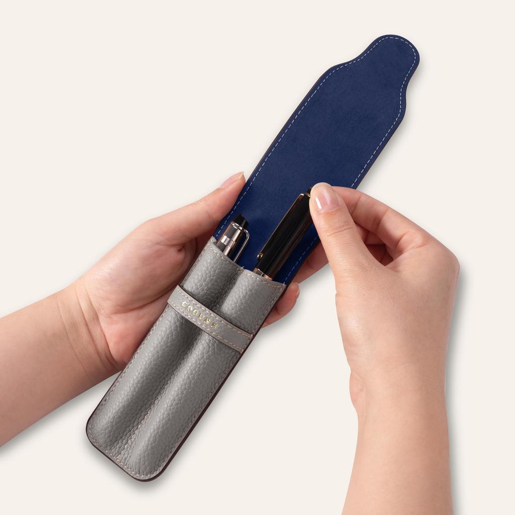 COGURE Pencil Case, Leather Slim Pencil Case for Fountain Pens, Handmade, Luxury Brand, COGURE, Gift, Includes Box, COPenCase, Two Pencils, Black