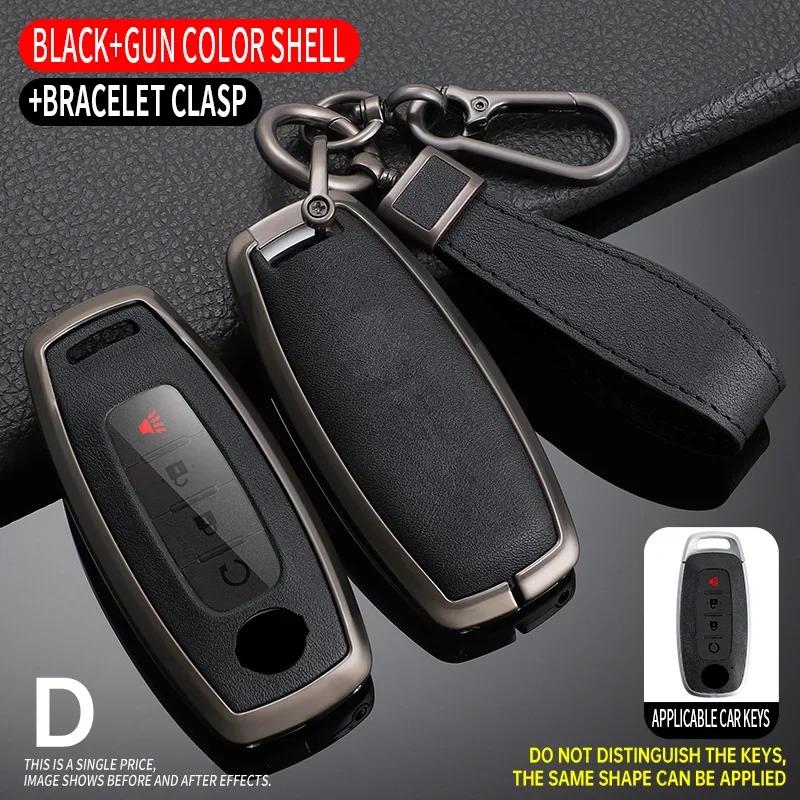 

Zinc Alloy+ Leather Car Key Case Cover for Nissan Juke 2023 X-trail T33 Qasqhai J12 2022 Ariya Altima Teana2 3 4 5 Buttons Key