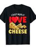 Men'S Casual Black Short-Sleeve T-Shirt with "I Really Love Cheese" Graphic