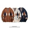 Men's Loose V-Neck Cardigan Sweater - Retro Japanese Style, Thickened for Autumn/Winter, Trendy Knitwear.
