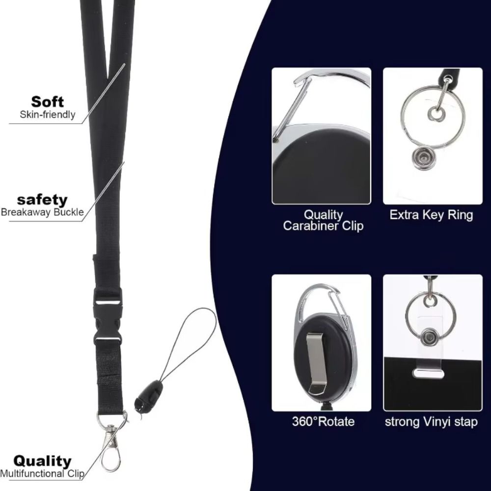 With Breakaway Lanyard Retractable ID Badge Holder Rope Retractable Access Control Set  Chest Tag
