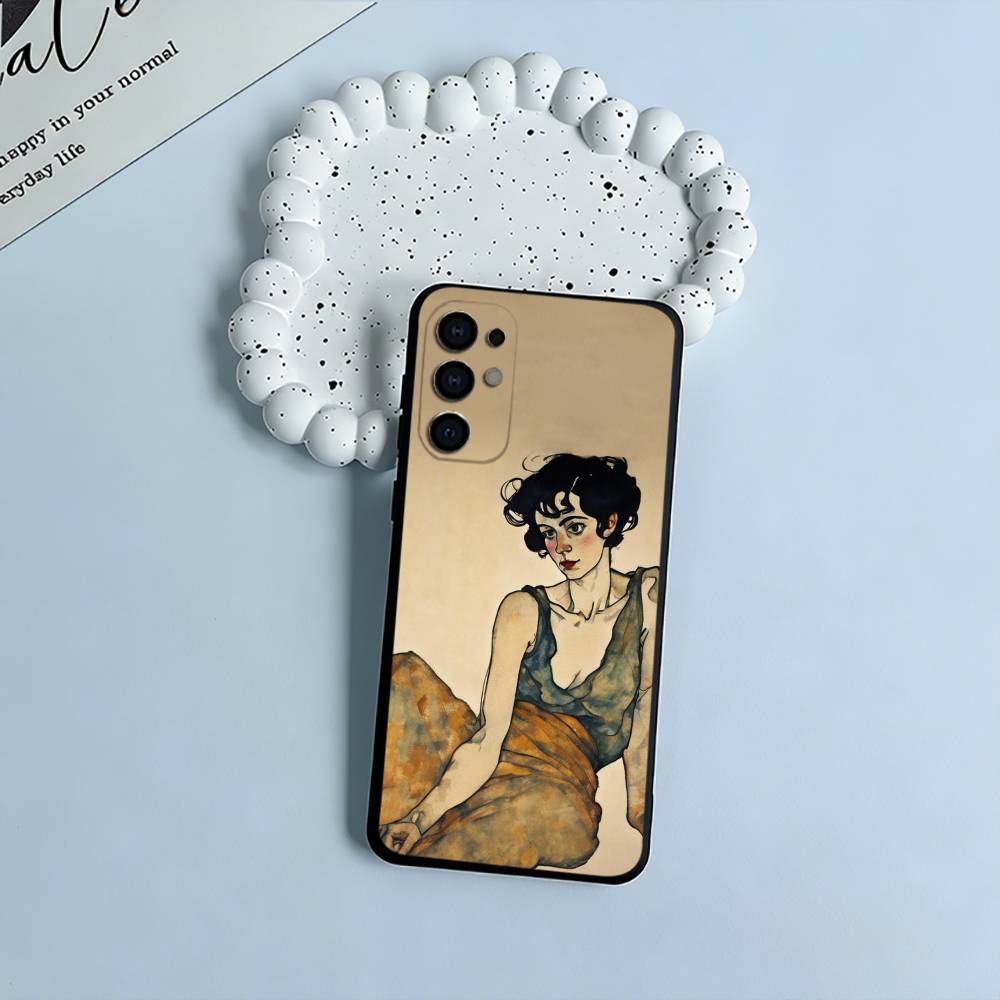 E-Egon S-Schiele Black Soft Silicone Phone Case for Samsung S25, S24, S21, S22, S23, S30, Ultra, S20, Plus, FE, Lite