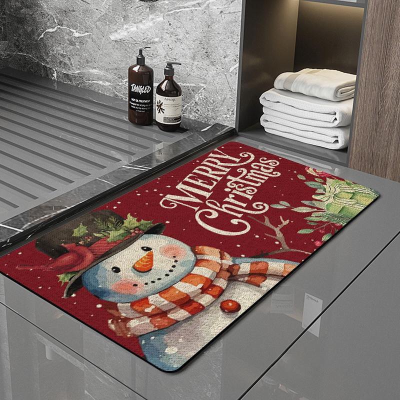 SANFAN Customizable Christmas Multipurpose Floor Mat Doorway Bath Mat Kitchen Mat