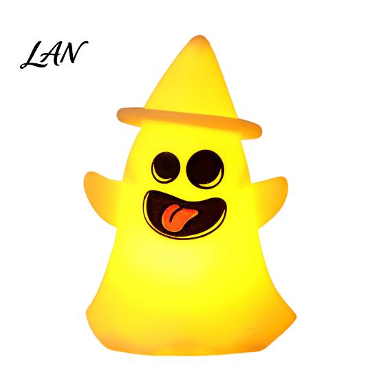Battery Operated Ghost Light Halloween Witch Hat Light, Spooky LED Decorative Lamp, Cartoon Night for Holiday Party Decor