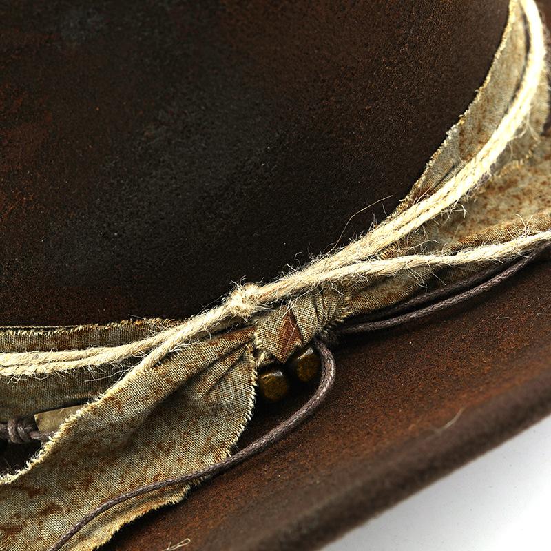 Distressed Western Cowboy Hat Wide Brim Sun Protection Gentleman Hat