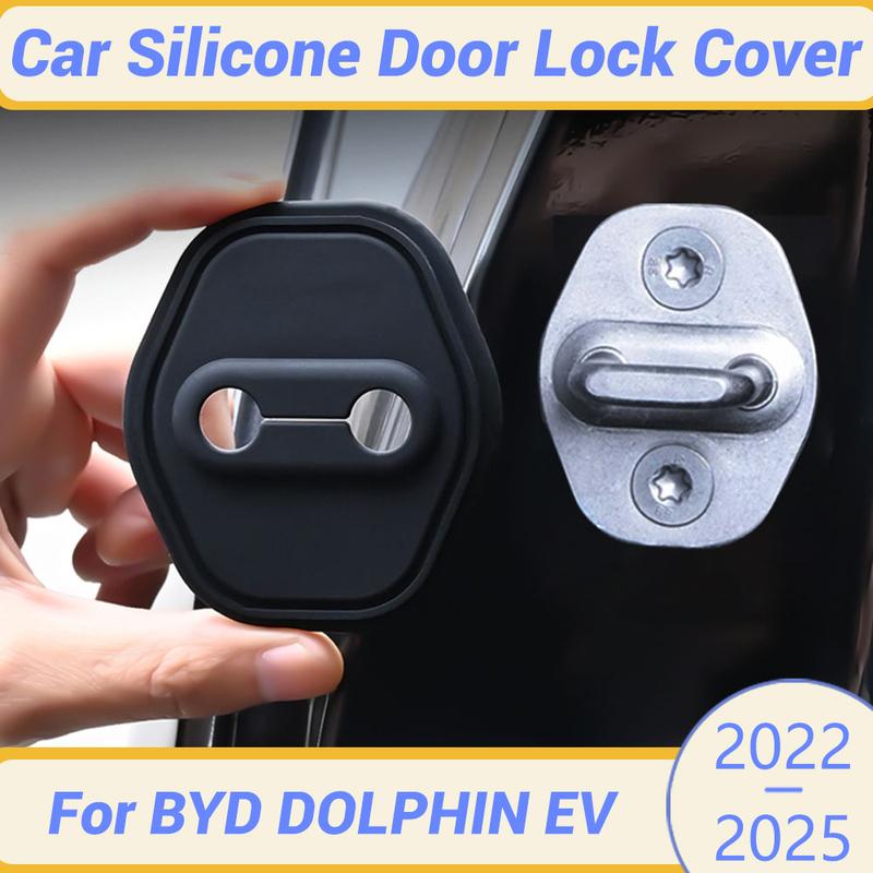 For BYD DOLPHIN EV -2025 Silicone Car Door Lock Buckle Protection Cover Elastic Anti-Collision Shock Absorbing Pad Cushion