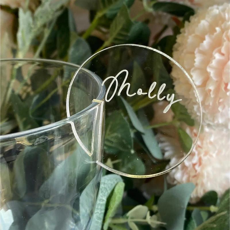 Vinglass Navnelapper 30 STK Fest Drikkeetiketter Sirkler Glassmarkører & Anheng DIY Drikkeetikett Fest Drikkeetiketter Sirkler For Fest