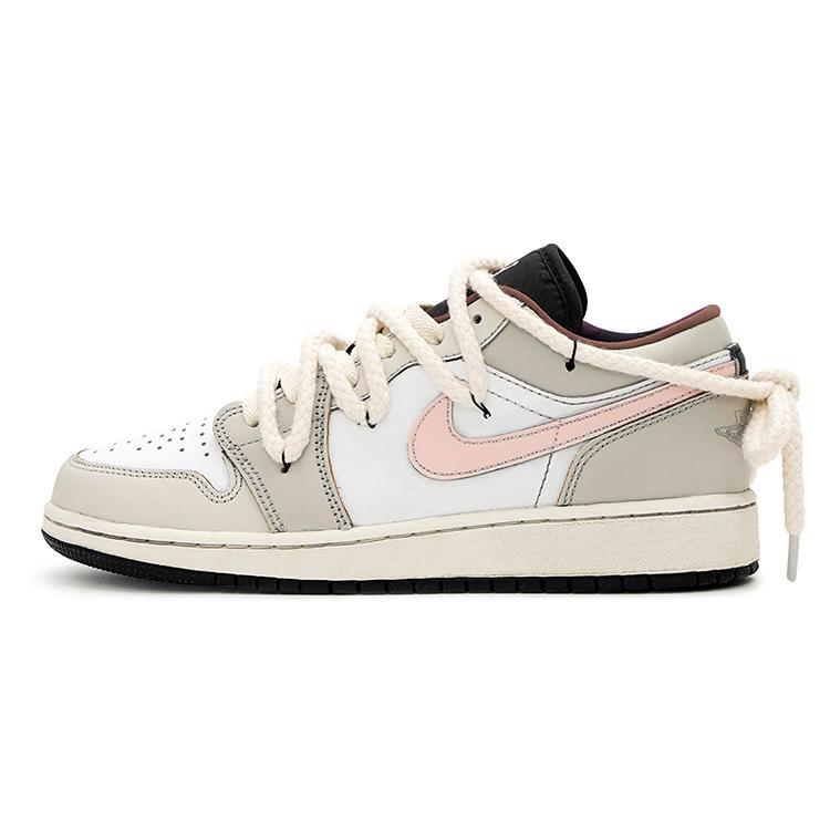 

Jordan Air Jordan 1 Low top Vintage Basketball Shoes GS Gray Pink DQ8421-001(Team15-) 36