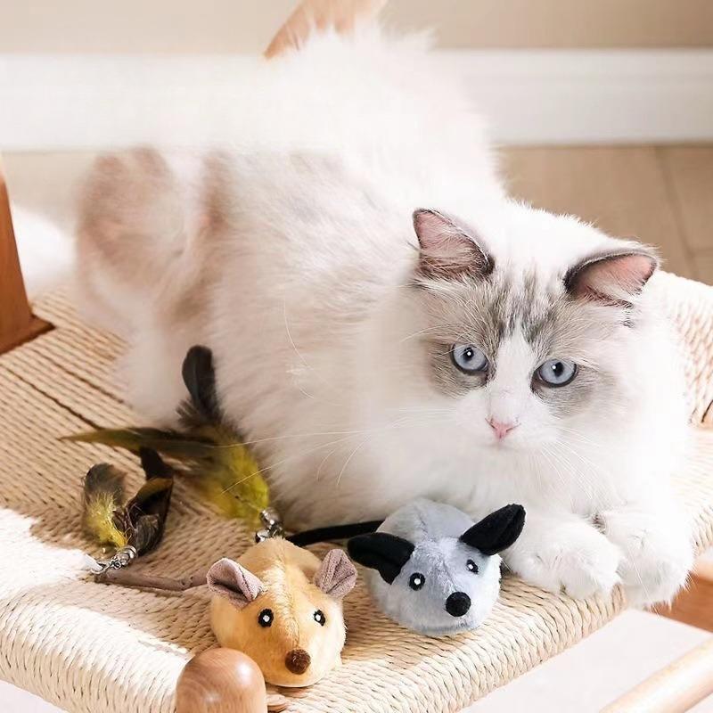 Automatic Sensing Moving Mouse Interactive Cat Toys Electronic Remote Squeaky Cat Toy For Kitten USB Rechargeable Pet Plush Toy
