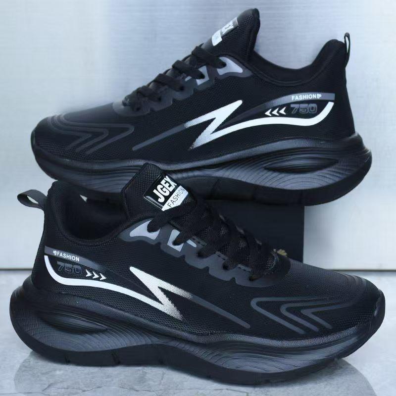 Brandneue wasserdichte Leder-Sneaker für Herren, superleicht, rutschfest, weiche Sohle, vielseitig für Fitness und Laufen, Schwarz.