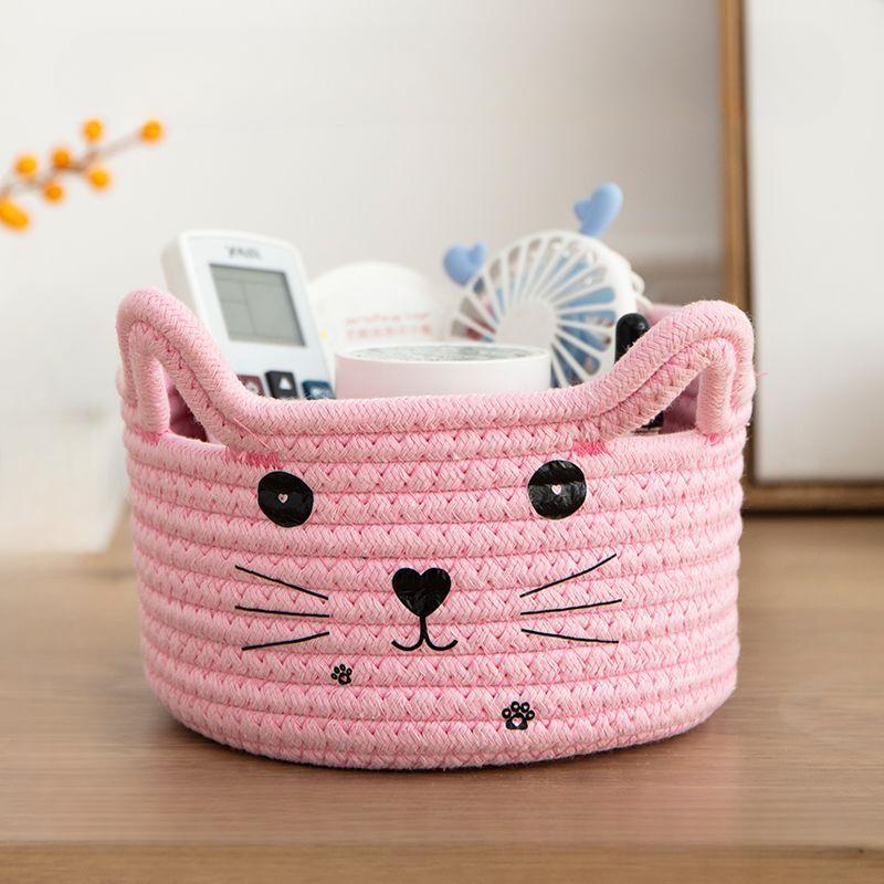 Cute Storage Baskets Cotton Woven Bedroom Household Decor Organizer Case Key Snacks Desktop Sundries Deposit Tidy Box Items Home