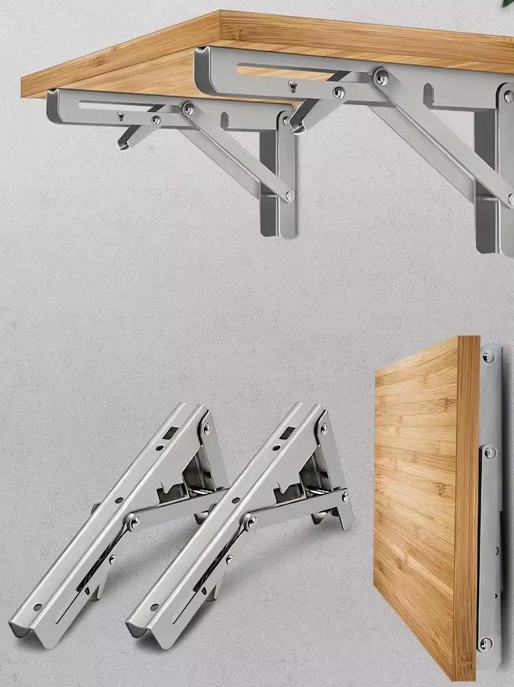 2X Foldable Table Top Shelf Support Heavy Duty Angle Bracket 300mm Stainless Steel