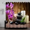 Tenda Doccia Zen da Spiaggia Fiore di Sedum Meditazione Paesaggio Zen Verde Tenda Doccia Impermeabile Set Decorazione Bagno Casa