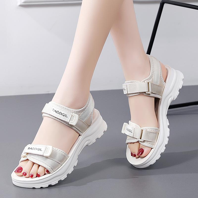 Sommer Damensandalen mit dicker Sohle Damenmode Leichte Klettverschluss Outdoor Freizeitsandalen Strandschuhe Hausschuhe für Mädchen