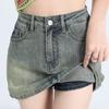 Women's High-Waist Stretch Retro Denim A-line Mini Skirt - Anti-Exposure, Hip-Hugging, Perfect for Spring/Summer Fashion