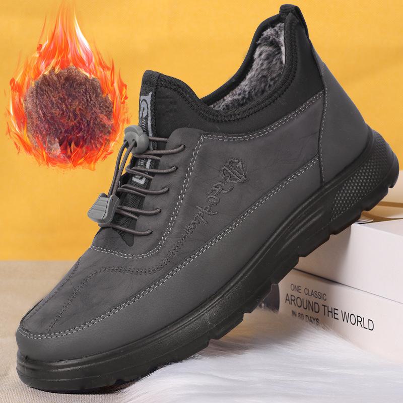 

Мужские зимние теплые кроссовки с подкладкой из искусственного меха, короткие ботинки, нескользящие кроссовки для тренировок и ходьбы для мужчин, удобные водонепроницаемые ботинки на шнуровке для снега 44