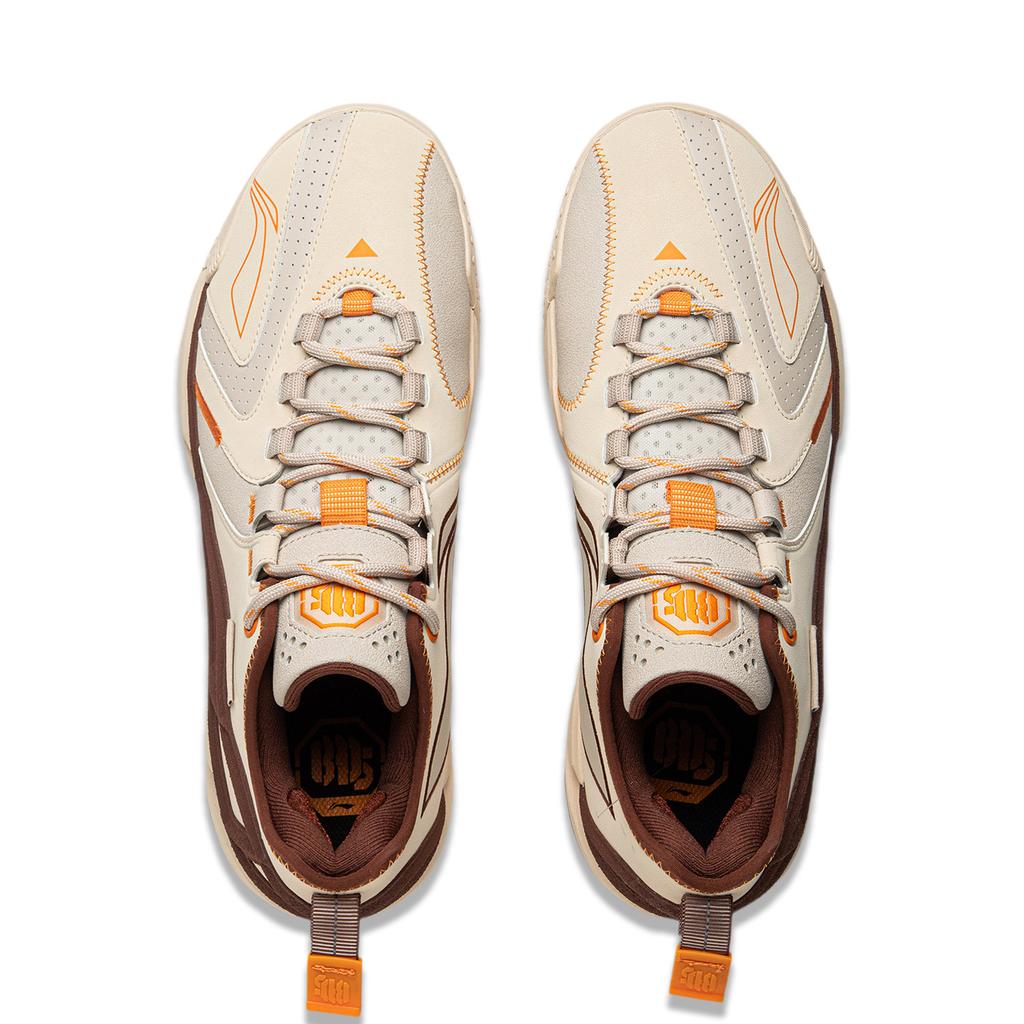 New LiNing Anti Wool 4.5 Cushioning Anti Slip And Wear Resistant Low Top Basketball Shoes Men's Beige Coffee ABFU049-4