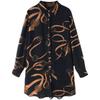Summer Soft Comfortable Blouse for Women Lapel Button Up Loose Casual Chiffon Shirt Printed Long Sleeve Midi Cardigan