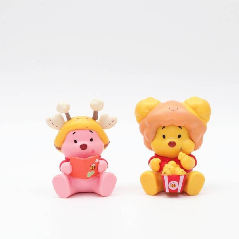 3rd Generation Winnie The Pooh Tiger Striped Pig Ear Toy Figure Doll Egg Decoration Plastic Model