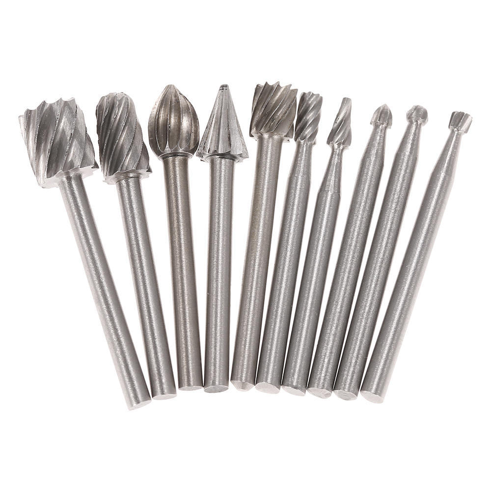 10Pcs Carbure de Tungstène Bavures Rotatives, Tête de Meulage de Bavure  Métallique pour Outils Rotatifs Dremel, Meuleuse et Travail du Bois,  Gravure, Polissage des Métaux 