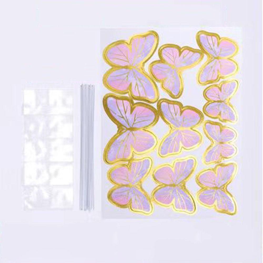 10PCS Colorful Butterfly Cake Topper Gilts Edged Butterfly Shape Cake Decoration Cards Cupcake Toppers Wedding Party