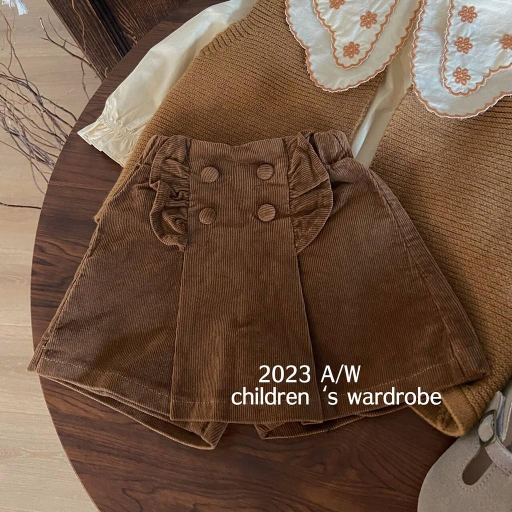 Очаровательный Корейский Трехпредметный Комплект для Девочек: Мягкий Вязаный Кардиган, Блузка и Шорты Brown Pants,140cm