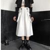 Student Gothic Long Techwear Skirts Women Grunge Punk High Waist Chain Pocket Strap Black Cargo Skirts Goth Harajuku Streetwear