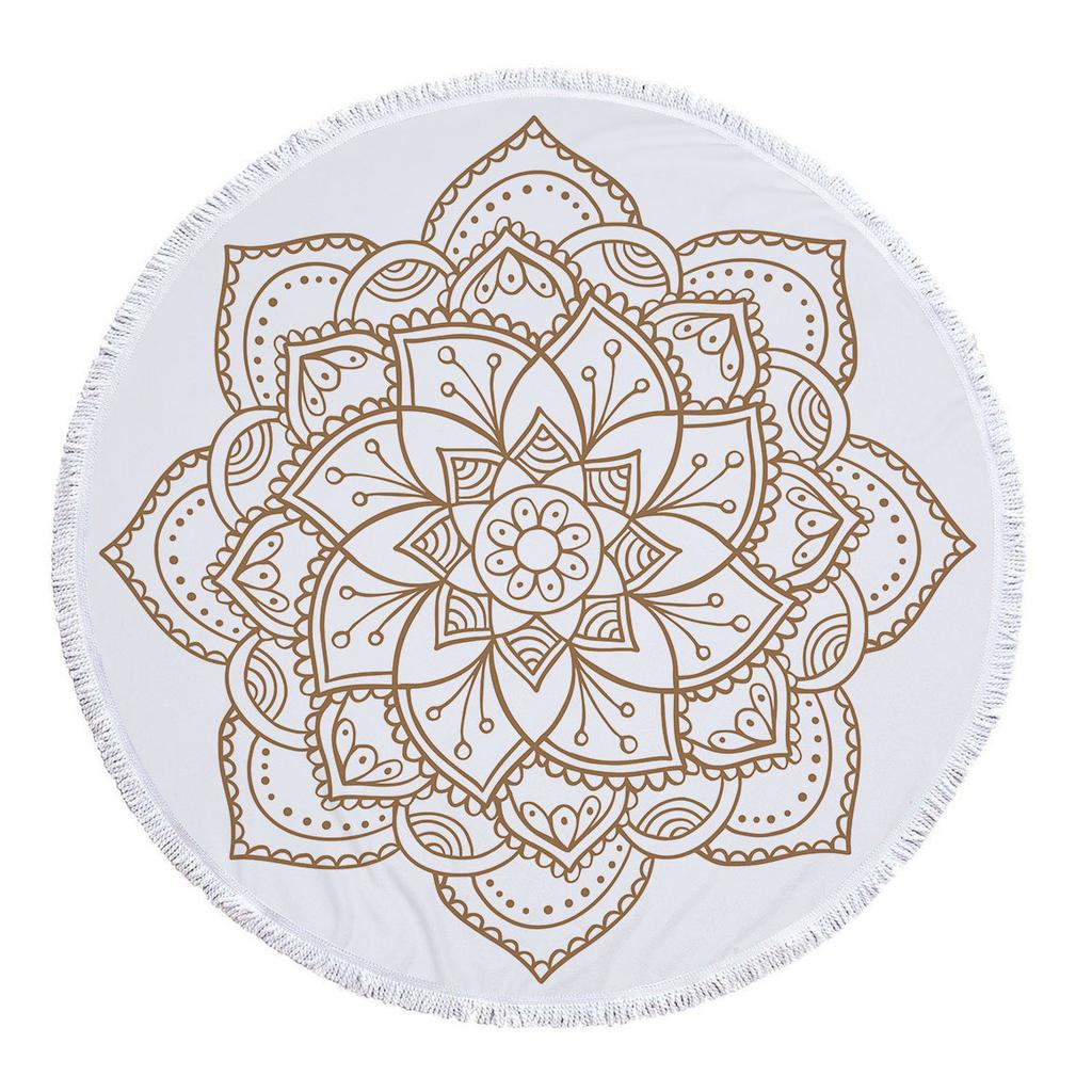 Bohemia Mandala Round Beach Towel Tassels Microfiber Exotic Flower Geometric Pattern Bath Towel Picnic Yoga Mat Bikini Cover Up