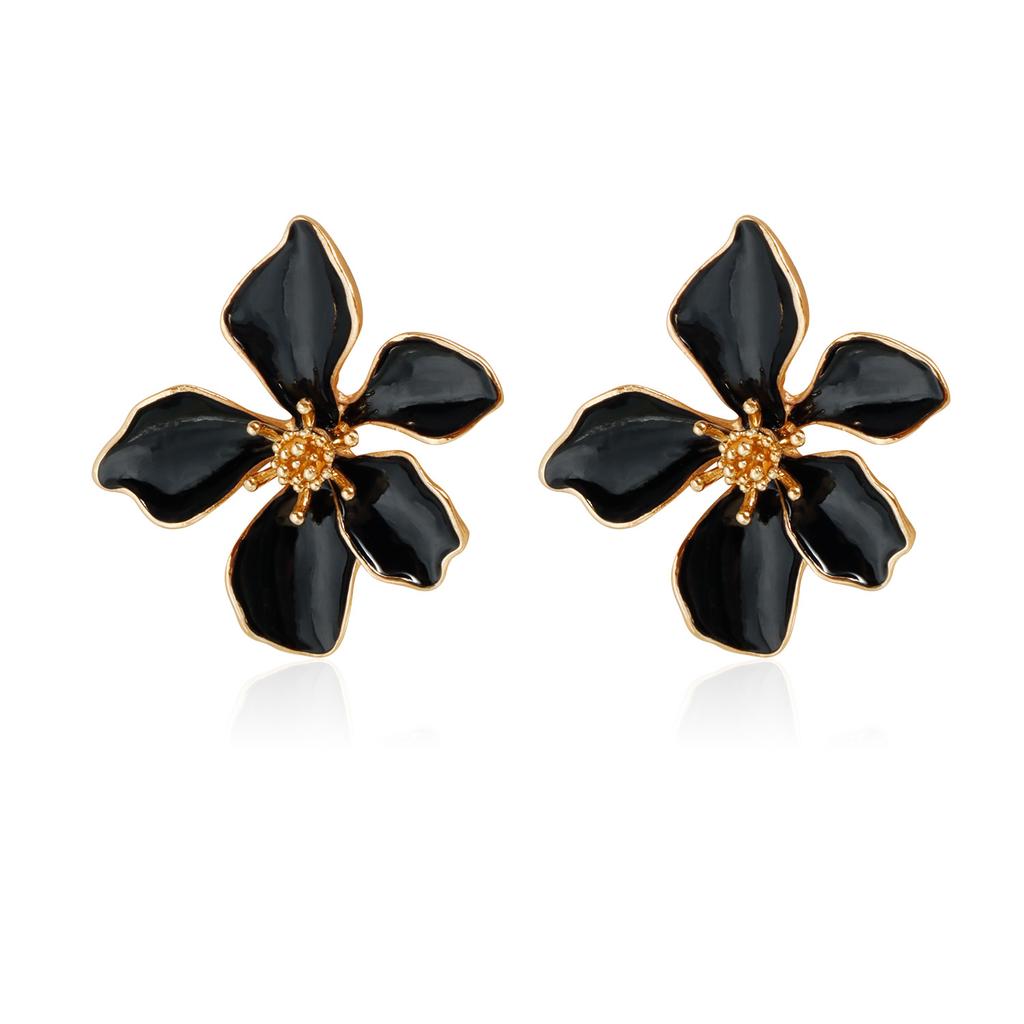 Personality Temperament Petal Drop Glaze Stud Earrings ins Colorful Stems Earrings